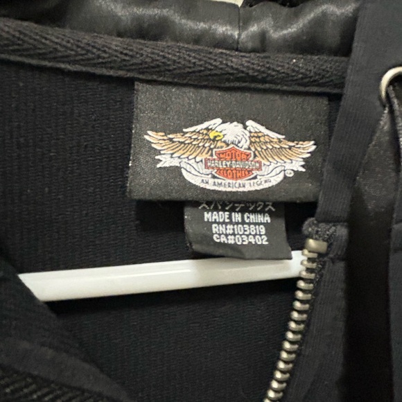 Harley-Davidson Black Women's Zip-Up Hoodie with Heart Zip Pull - Picture 5 of 9